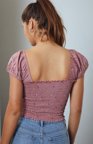 Smocked Lace-Up Top image number 4
