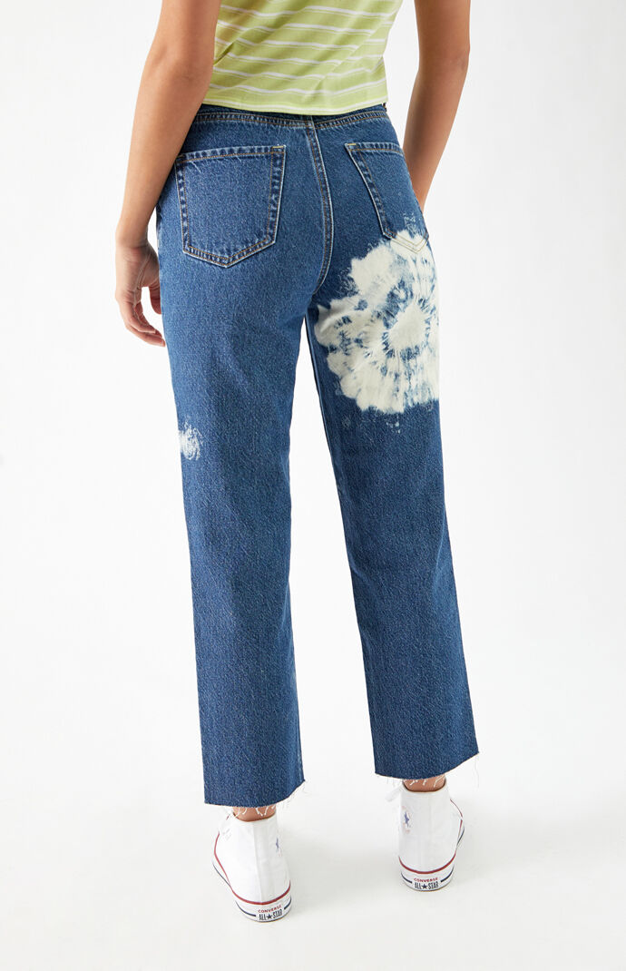 Tie Dye High Waisted Straight Leg Jeans