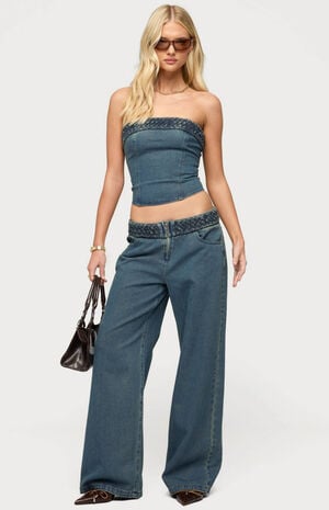 Braidey Strapless Denim Top image number 5