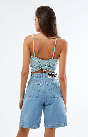 Eco Side Slit Denim Shorts image number 4