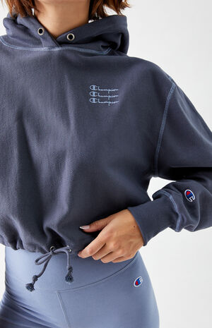 Champion Reverse Weave Black Cropped Sweatshirt, PacSun