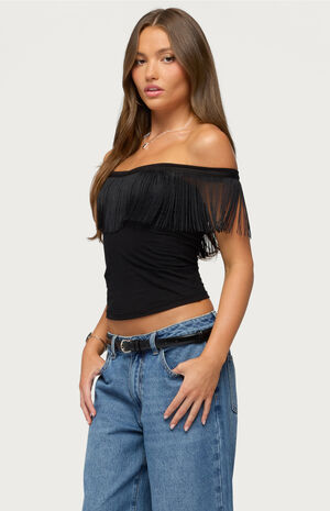 Catelina Fringe Off-The-Shoulder Top image number 2