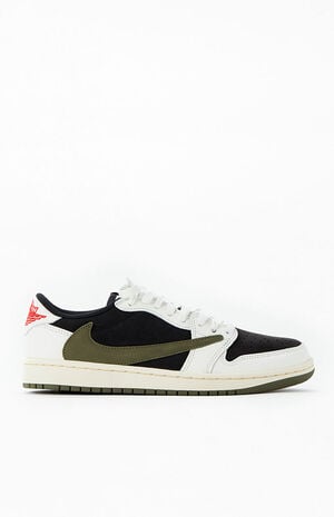 x Travis Scott 1 Retro Low Olive Shoes image number 1