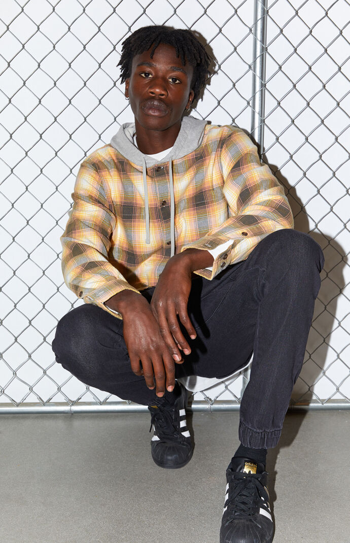 Hooded Plaid Flannel Shirt