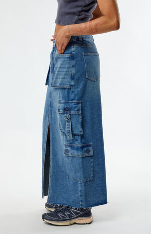 Indigo Cargo Midi Skirt image number 3