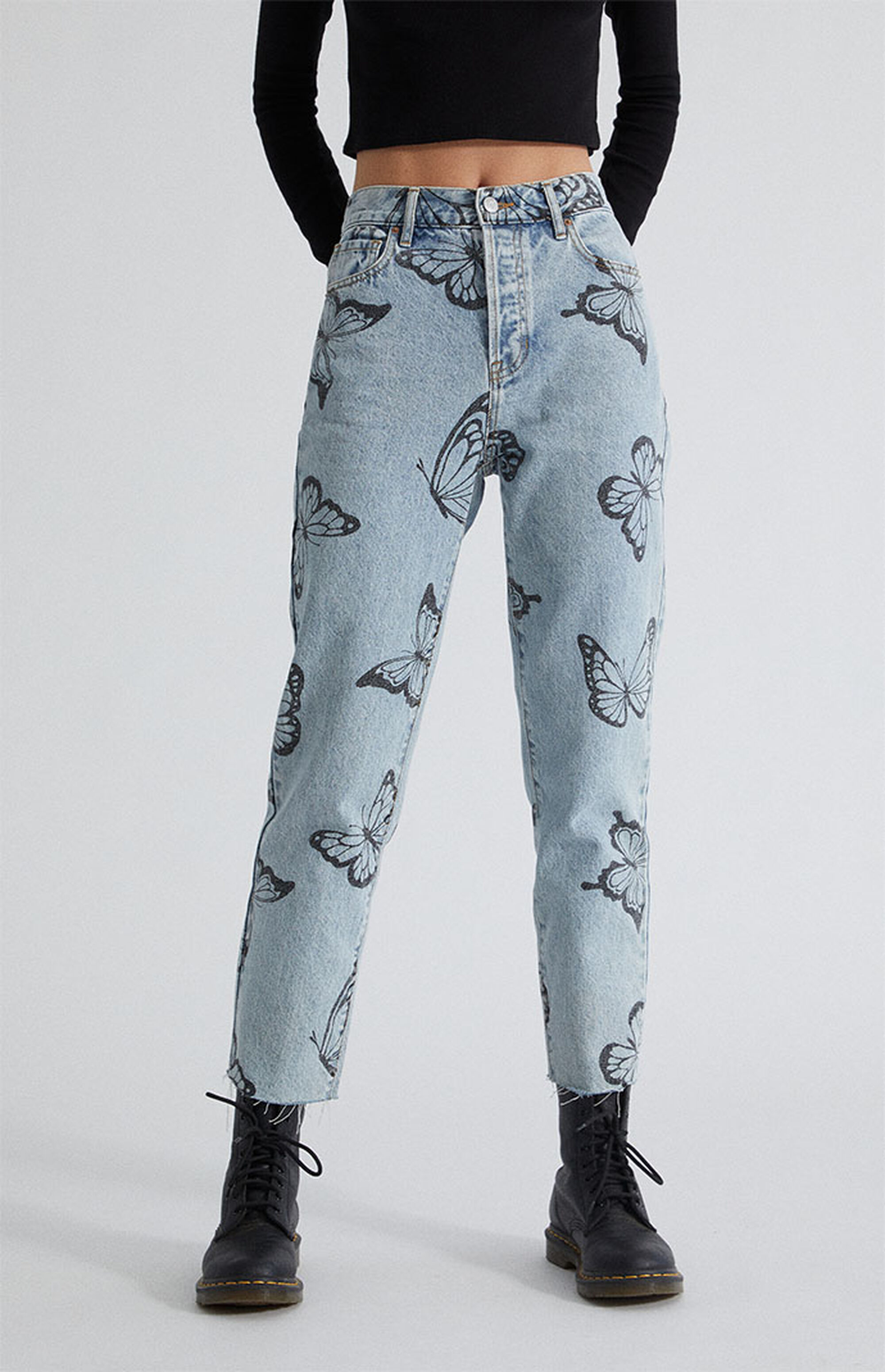 PacSun Eco Butterfly High Waisted Straight Leg Jeans PacSun