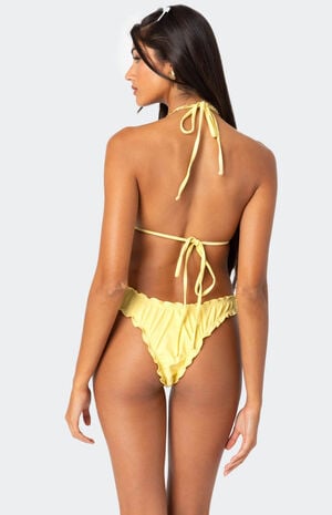 Golden Ruffle Edge Triangle Bikini Top image number 5