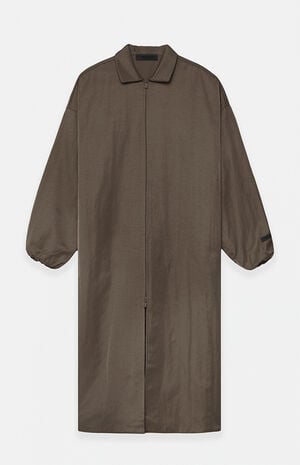 Brown Textured Nylon Trench Coat image number 1