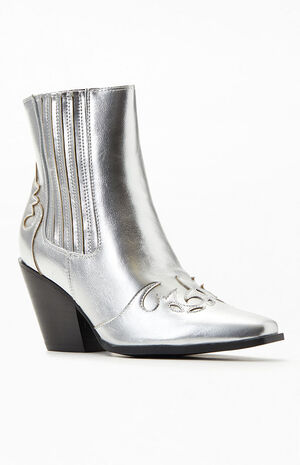 Women's Silver Crystal Boots image number 1