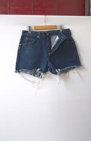 Upcycled Lee Dark Blue Wash Denim Shorts image number 2