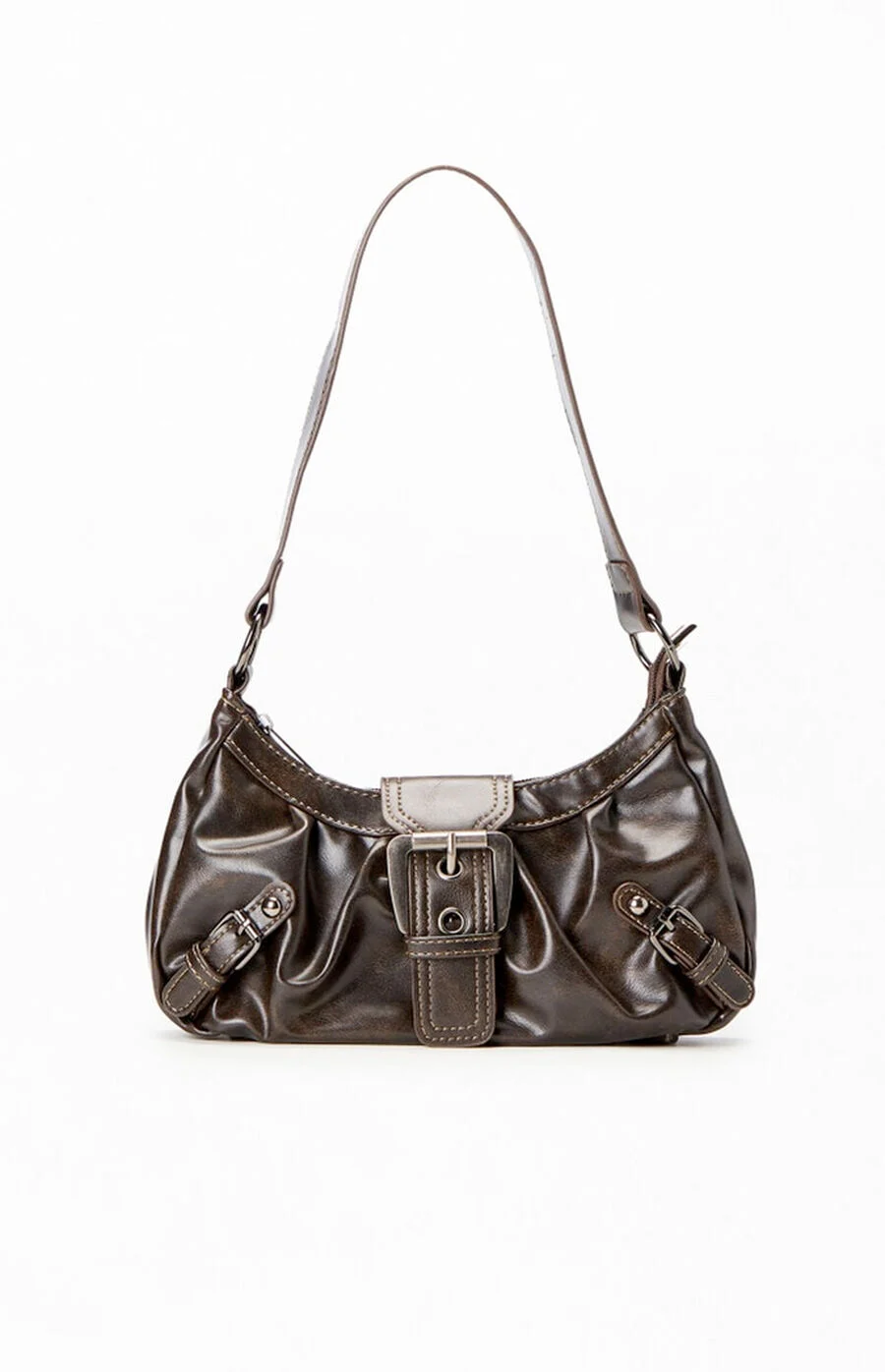 Always On Top Faux Suede Buckle Bag (Black)