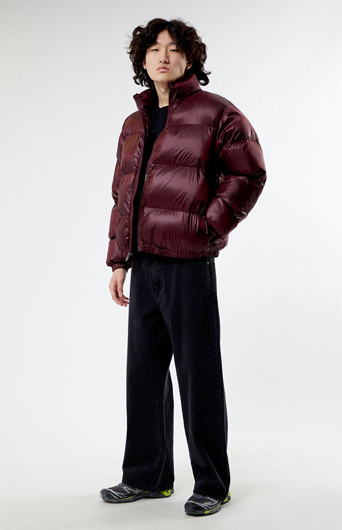 Burgundy mens hot sale puffer jacket