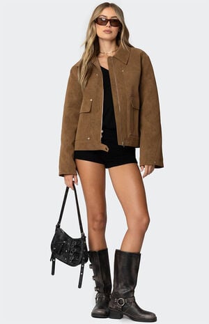 Annabelle Oversized Faux Suede Jacket image number 2