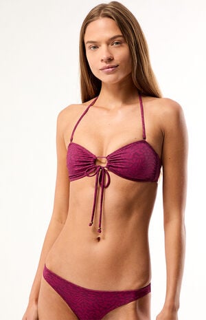 Plum Leopard Print Eliza Bandeau Bikini Top image number 3