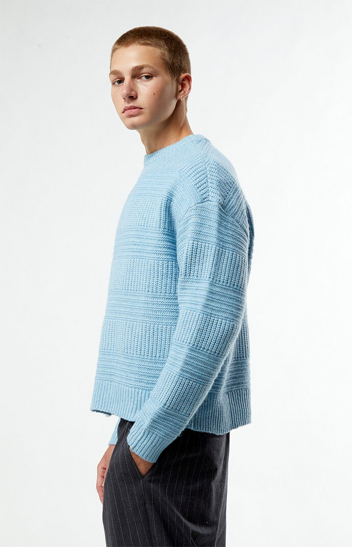 Pacsun Blue Allan Jacquard Crew Neck Sweater | Pacsun