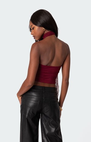 Gathered Two Piece Mesh Scarf Top image number 5