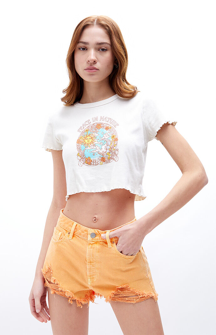 Orange high waisted shorts online