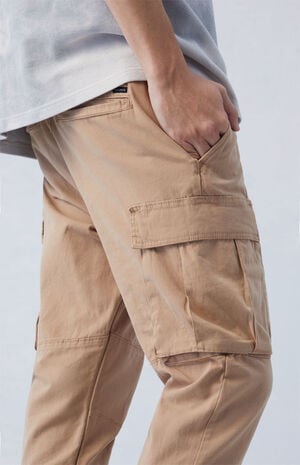 Eco Stretch Canvas Khaki Slim Cargo Pants image number 3