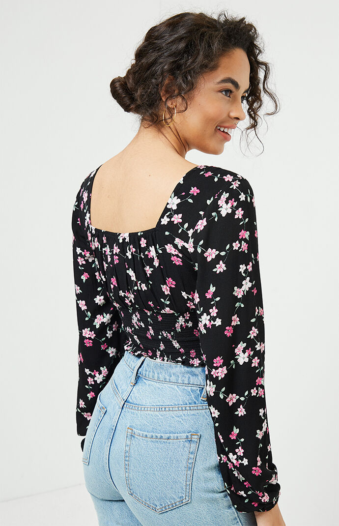 Smocked Long Sleeve Top