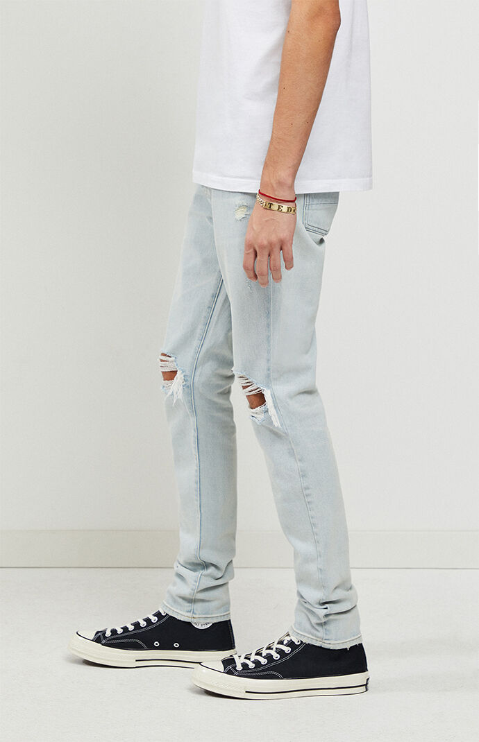 pacsun light ripped stacked skinny jeans