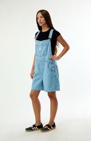 I Will Light Blue Vintage Short Overalls image number 2