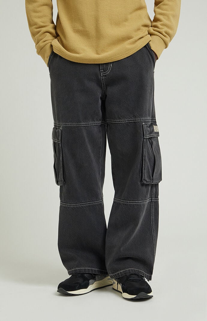 Image: Black Extreme Baggy Cargo Jeans