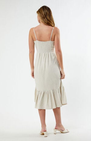Linen Bustier Midi Dress image number 4