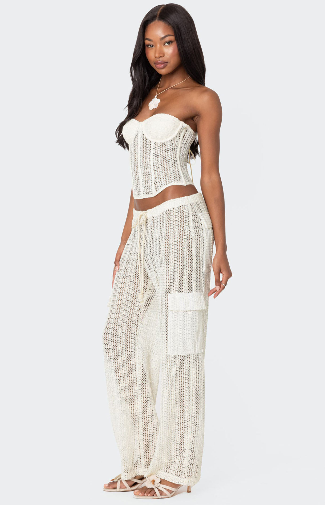 Edikted Ines Sheer Crochet Corset | PacSun