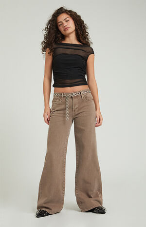 Lena Low Rise Super Baggy Jeans Brown image number 4