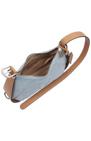 Denim Raised Horseshoe Hobo Bag image number 7