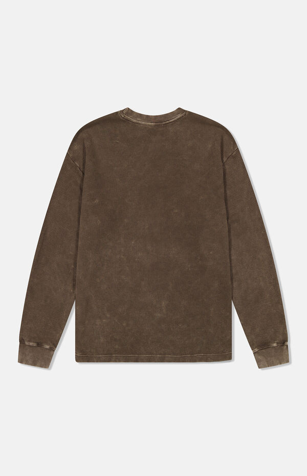 WeSC America Inc Chocolate Thermal Enzyme Washed Vertical Logo Long Sleeve T-Shirt
