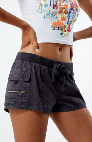 Charcoal Low Rise Cargo Shorts image number 1