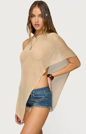 Azalia Asymmetric Knit Poncho image number 3