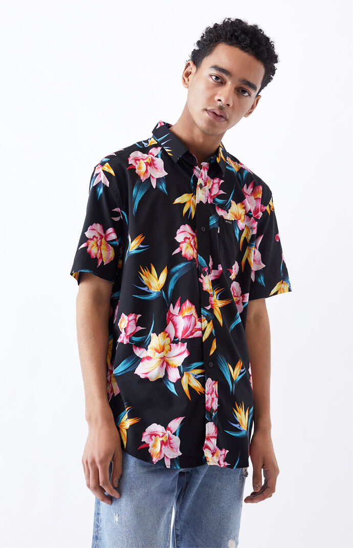 Akora Floral Short Sleeve Button Up Shirt