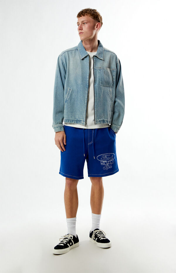 True Religion x Ford Big Fleece Blue Sweat Shorts PacSun