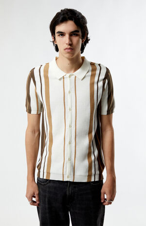 Tan Button Down Polo Shirt image number 1