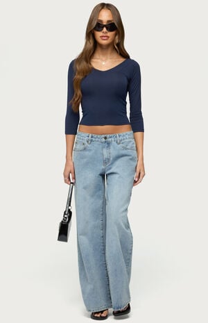 Cecilie Quarter Sleeve V Neck Top image number 5