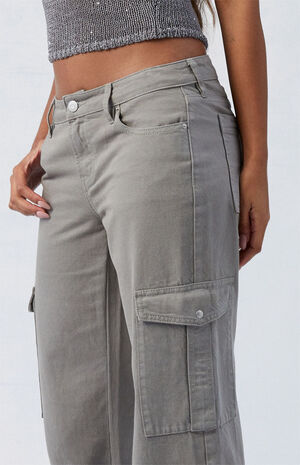 Eco Sage Low Rise Baggy Wide Leg Cargo Pants image number 5