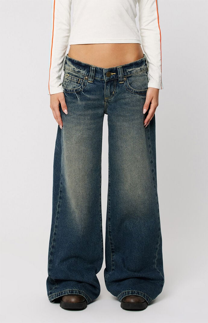 ABRAND 00 Super Low Rise Wide Leg Baggy Jeans