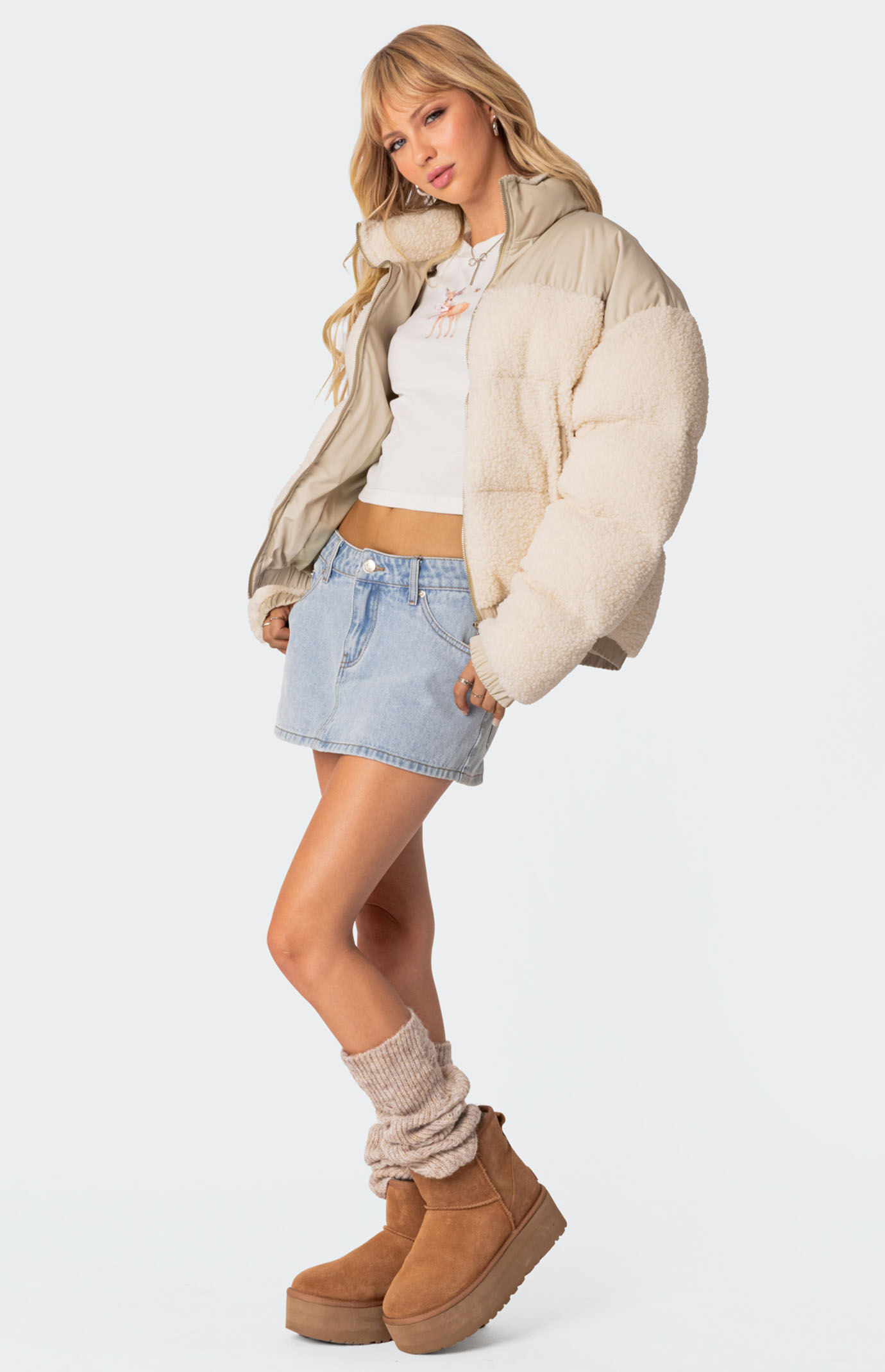Edikted Oversized Sherpa Puffer Jacket | PacSun