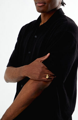 Black Bran Short Sleeve Textured Shirt image number 4