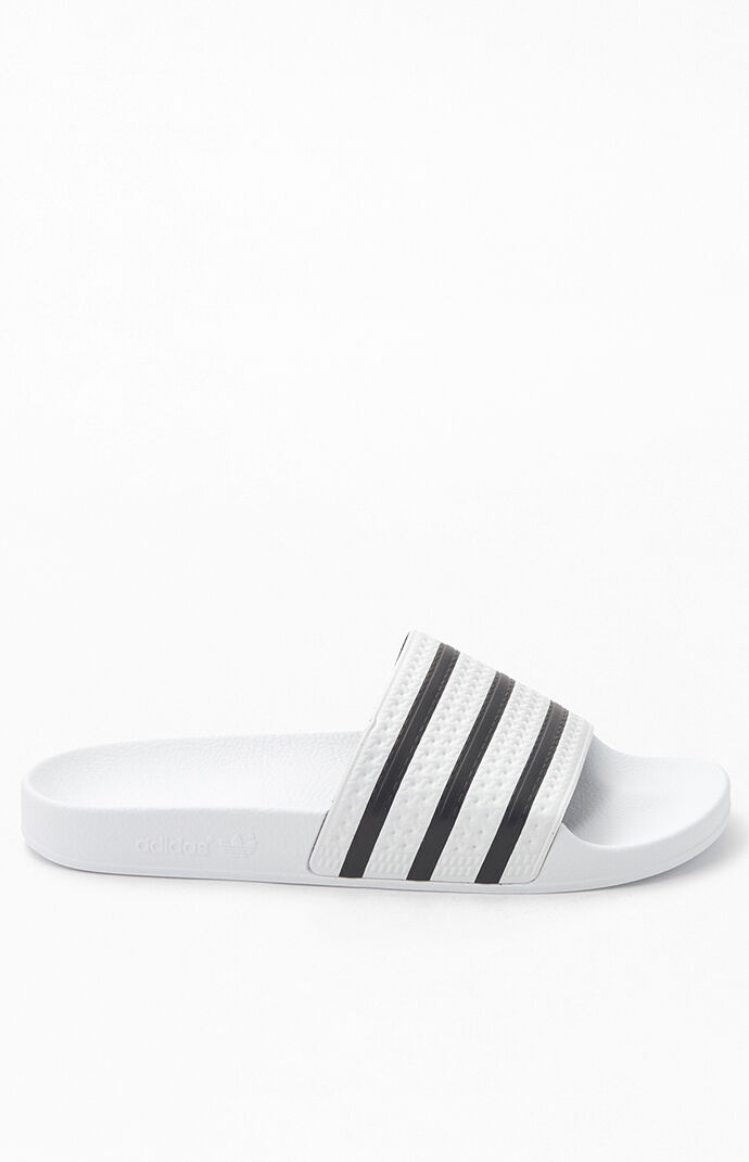 White & Black Adilette Slide Sandals