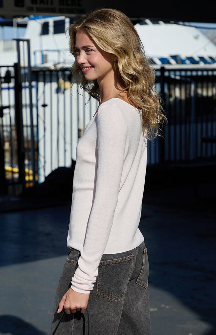 John Galt Pink Athelia Pointelle Cardigan