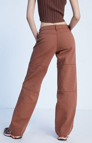 Brown Low Rise Utility Cargo Pants image number 4