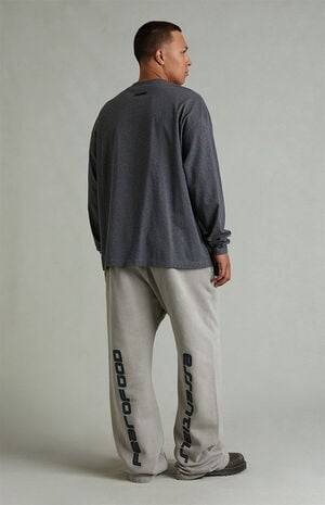 Smoke Grey Fleece Flare Sweatpants image number 2