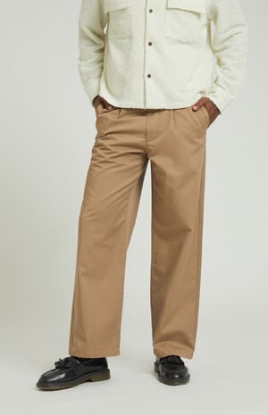 Tan Pleated Baggy Chino Pants