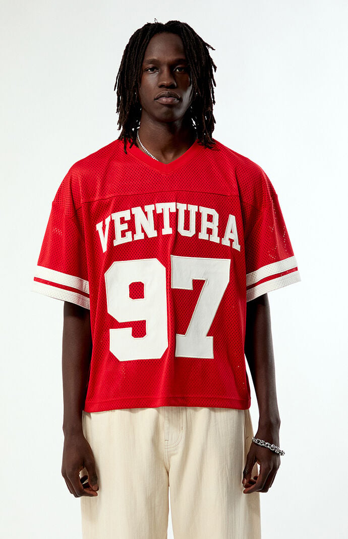 Pacsun Red Ventura Cropped Football Jersey