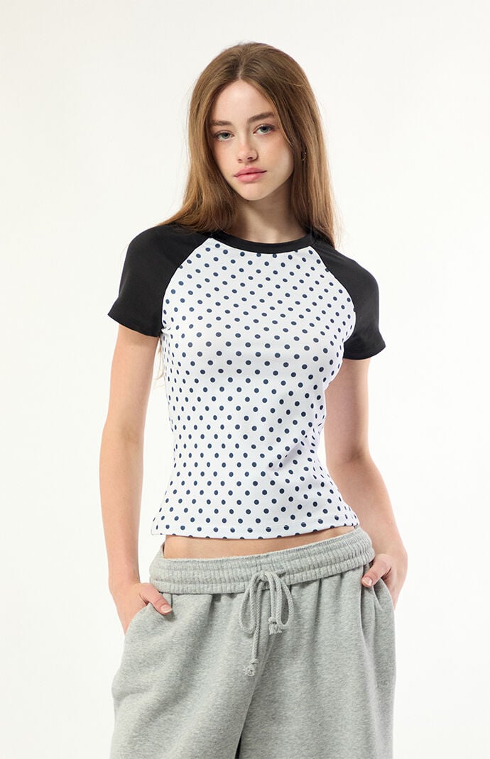 Women's Becca Printed Short Sleeve T-Shirt in Polka Dot - Size XS