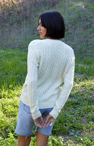 White Cable Stitch Cardigan image number 4