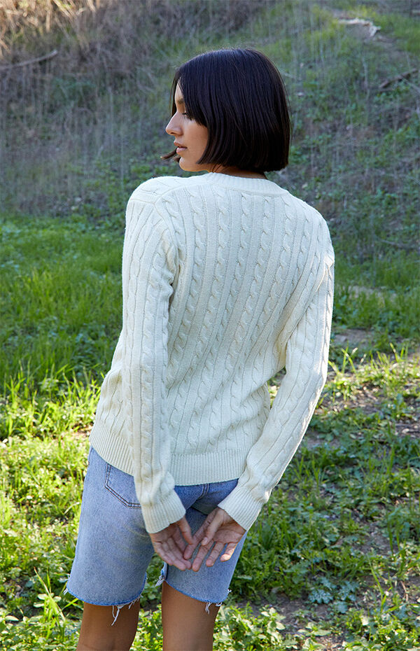 White Cable Stitch Cardigan